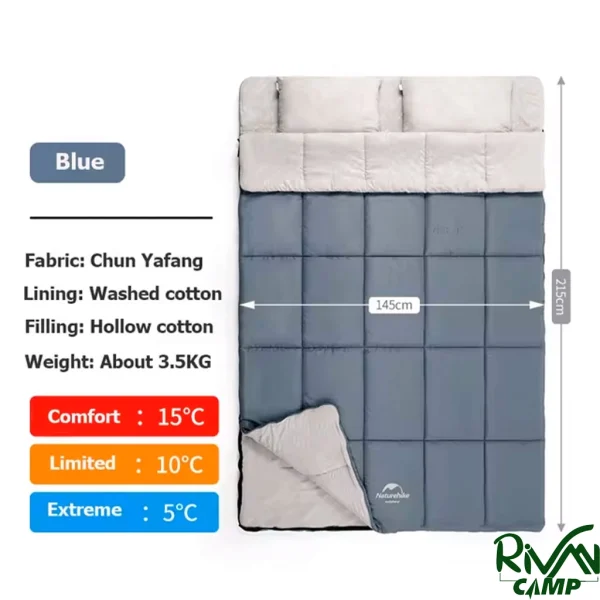 رنگ آبی کیسه خواب دو نفره نیچرهایک مدل HD250