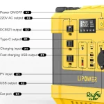ورودی و خروجی های پاور استیشن 1000 وات قابل حمل LIPOWER مدل G1000L-S