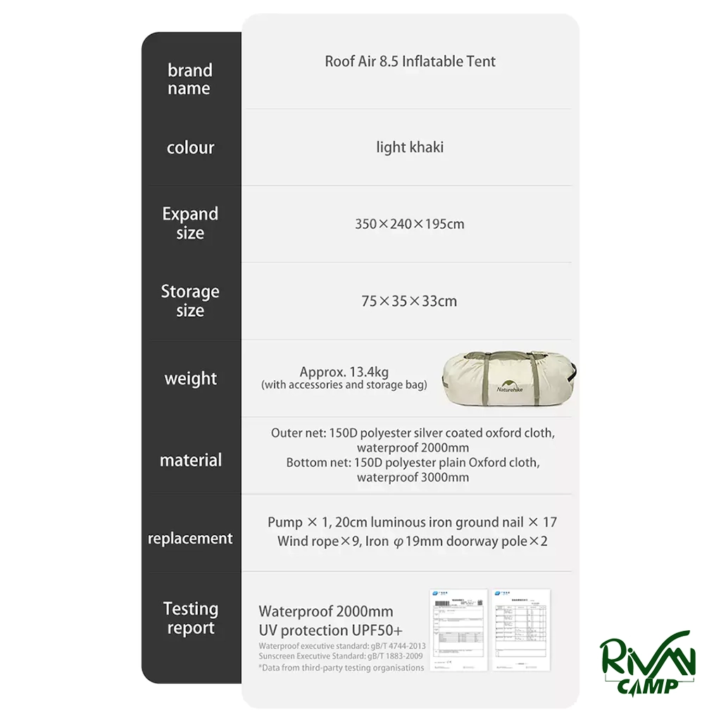 17 جزئیات کامل محصول چادر بادی ایر 8.5 Village نیچرهایک مدل CNK2300ZP019
