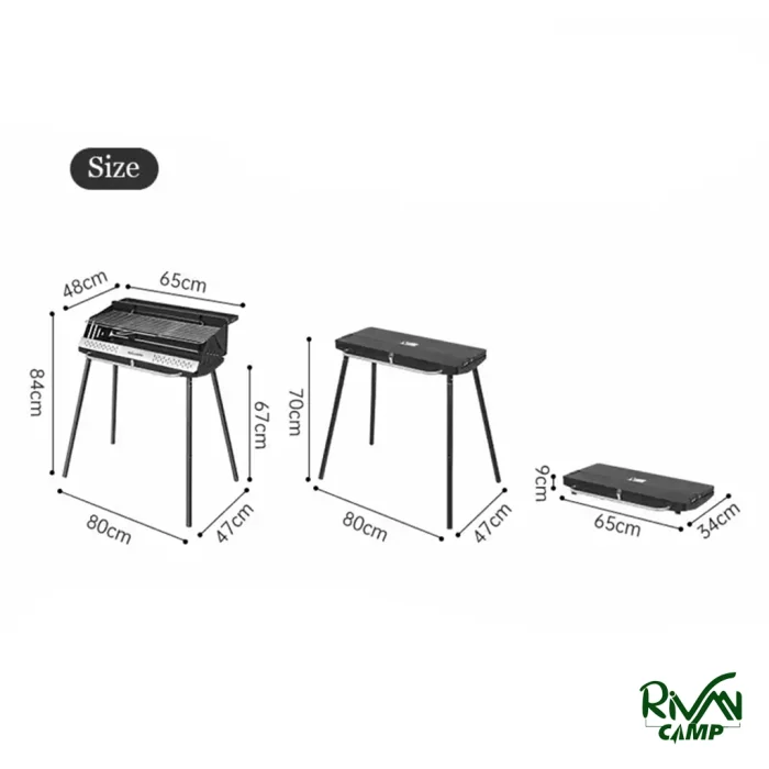 ابعاد باربیکیو ایستاده تاشو نیچرهایک مدل CNK2300015