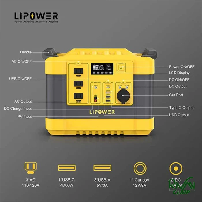 جزئیات پاور استیشن 1000 وات قابل حمل LIPOWER مدل G1000L-S