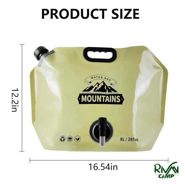 سایز گالن آب 8 لیتری تاشو مدل Water Bag-8L