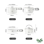 ابعاد قابلمه ها در ست قابلمه نیچرهایک مدل CNK2450CF013