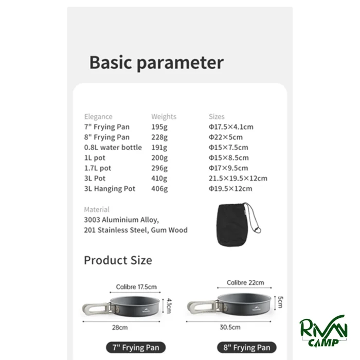 جزئیات تابه آلومینیومی ۱۸ سانتیمتری نیچرهایک مدل CNK2450CF010
